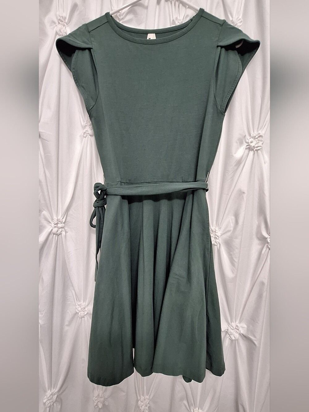 Pact Green Belted Cap-Sleeve Dress - Picture 5 of 6